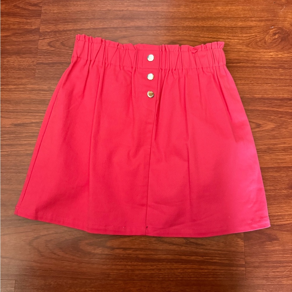 Miami Red Mini Skirt with Button Detail